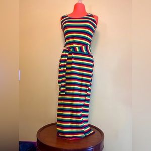 Bright striped Maxi with back slit💛💚💙❤️